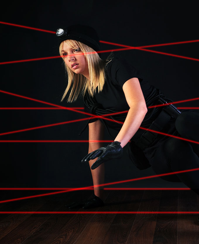Guest Attempting Laser Maze